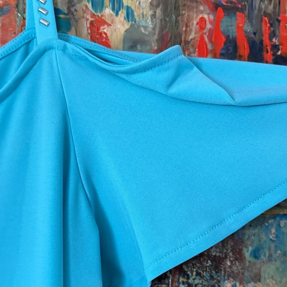 Michael Kors Turquoise Cold-Shoulder Tank Top